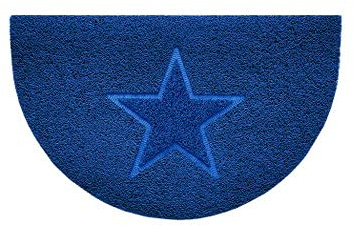 Nicoman Embossed Halfmoon Half Circle Door Mat Dirt-Trapper Jet-Washable Doormat 70x44cm (Blue, STAR Shape) - Use on Carpet ONLY