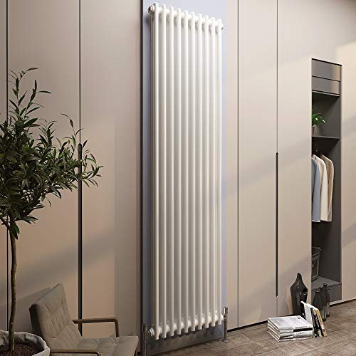 Acezanble∣Traditional 2 Column Radiator Vertical Tall Rads Cast Iron Style White-1800x470mm Centre Heating