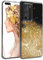 EAZY CASE Hülle kompatibel mit Huawei P40 Pro Schutzhülle mit Flüssig-Glitzer, Handyhülle, Schutzhülle, Back Cover mit Glitter Flüssigkeit, TPU/Silikon, Transparent/Durchsichtig, Gold