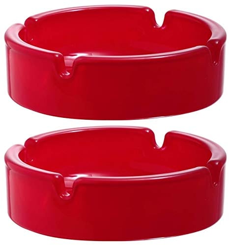 Fargus Aschenbecher aus Glas für Zigaretten, tragbarer, dekorativer moderner Aschenbecher für Zuhause, Büro, Innen- und Außenbereich, Terrasse, schicker süßer cooler Aschenbecher, 2 Stück (rot)