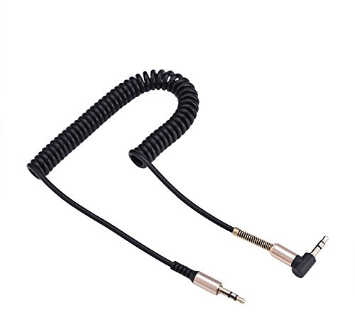 3.5mm Male to Male Spring Aux Cable L-Shaped & I-shaped Retractable Cord Used for Amplifier,Car Audio Earphone,Computer Speakers,Computers, Tape Drives, CD Players, MP3, MP4