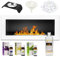 GMT - Bioethanol Eco Smokeless Fireplace White 90x40cm - Indoor Decorative Wall mounted or recessed Fire Heater Chimney - Modern Frame Design - Easy to Mount with Bio Liquid Fuel & Stones & Aroma Oils