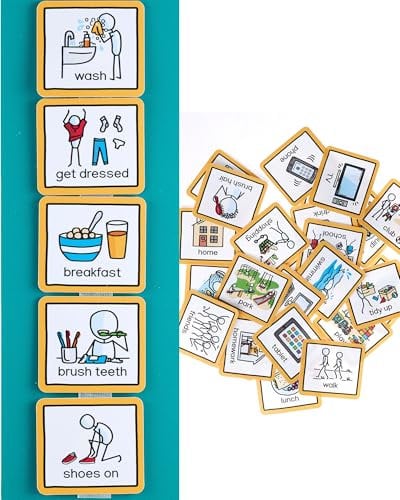Visual Timetable For Children Visual Schedule Routine Chart for kids with 35 durable visual pecs cards to support transition for autism, adhd, send, learning difficullties, early years
