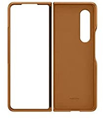 Samsung Coque en Cuir Marron Clair Galaxy Z Fold 3, Beige