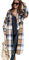 EFOFEI Damen Baggy Lapel Button Shackets Casual Check Bluse Oversize Fall Outwear Flannel Classic Plaid Shirts Tweed Long Jacken Braun S