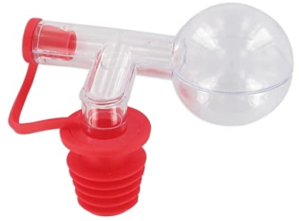 Fackelmann 004032 Doseur à Alcool, Boule pour Dosage d'alcool, Bec doseur pour Bouteille, Bouchon doseur 2,5 cl, Bouchon verseur, Plastique, Rouge, 9 x 7 cm
