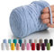 MeriWoolArt® Baumwollgarn Band Blau - 10mm T-Shirt Band Garn für Stricken, Makramee, Häkeln, Weben, Geschenkband - 150 m Baumwollband (Babyblau)