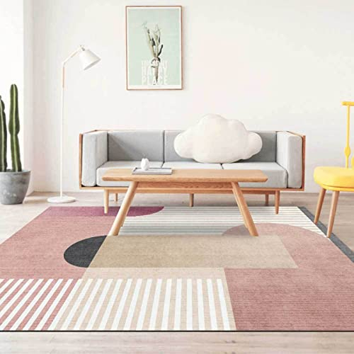 Rururug Rechteckig Teppich Kurzflor Schlafzimmer Dekoration Kinderzimmer Wohnzimmer Krabbelmatte Kinderteppich Indoor Outdoor,Rosa Beige, Mädchenzimmer,Rectangular 140 x 180 cm