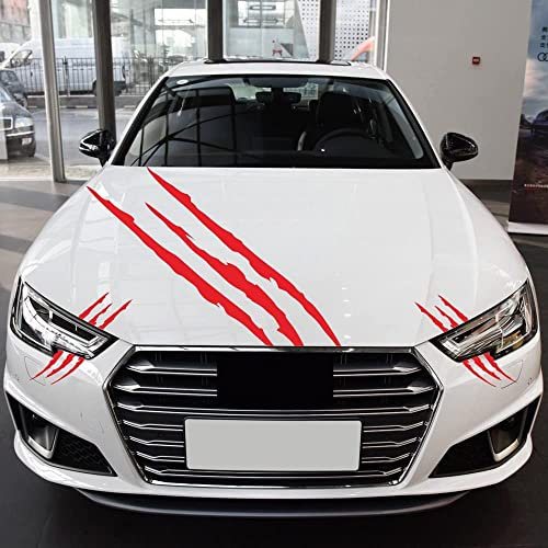 3PC Auto Aufkleber Monster Klaue Aufkleber Auto Motorhaube Scheinwerfer Dekorativer Aufkleber (Rot)