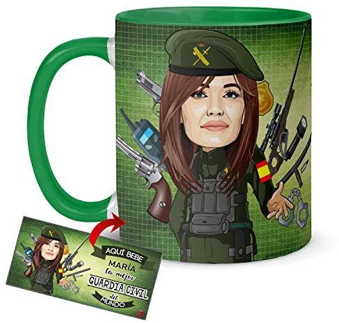 Kembilove Tazas Desayuno con Caricaturas Personalizadas y Nombre – Tazas de café Personalizadas Aquí bebe la Mejor Guardia Civil del Mundo – Regalos originales Profesiones