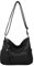 OBC Damen Tasche Shopper Schultertasche Umhängetasche Crossbody Henkeltasche Beuteltasche Crossover Handtasche City Bag Reise Kunst-Leder Schwarz