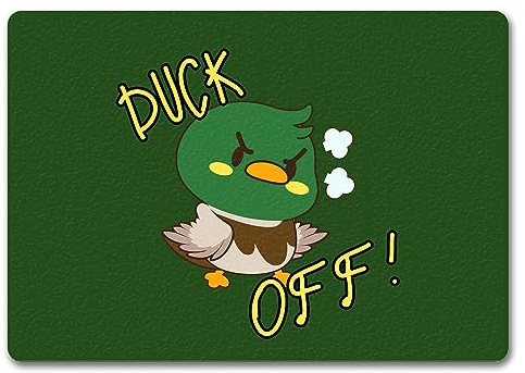 speecheese Enten Fußmatte in 35x50 cm ohne Rand mit Spruch Duck Off! in grün EIN lustiger Gruß vor deiner Eingangstür Ente Fußabtreter Türmatte Wohnung lustig