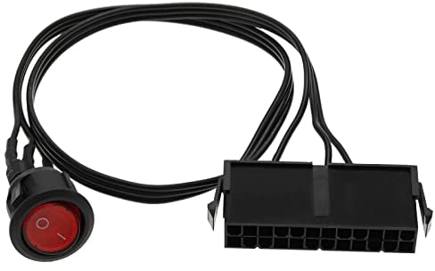 ECSiNG 20/24-Pin ATX/EPS Power Switch Cable 24 Pin ATX Red LED Power On/Off Switch Jumper Bridge Cable Accessories for Testing PC Power Supply Water Cooler