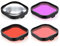 GEPULY Confezione da 4 filtri subacquei per GoPro Hero 8 9 10 11 12 nero custodia impermeabile ufficiale in rosso, boccaglio, magenta e 5 filtri close-up HD per correzione del colore subacqueo