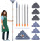 Long Handle 360° Rotating Triangle Mop - 6 Replaceable Pads, Dry & Wet Use for Floor, Ceiling, Window & Wall Cleaning