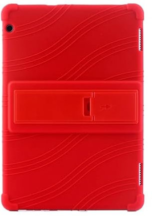 Compatible con Huawei MediaPad T5 10 AGS2-W09 /W19/L09 /L03 10.1 Funda for Tableta Funda de Silicona a Prueba de Golpes con Soporte (Color : Red, Size : Mediapad T5 10.1)