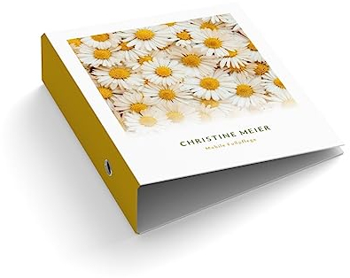 Ringordner | Ordner mit Text personalisiert | Fußpflege # 1 | Blumen | Mit Griffloch | für DIN A4 | 7,4 cm breit | Wellness | Beauty | Praxis | weiß gelb