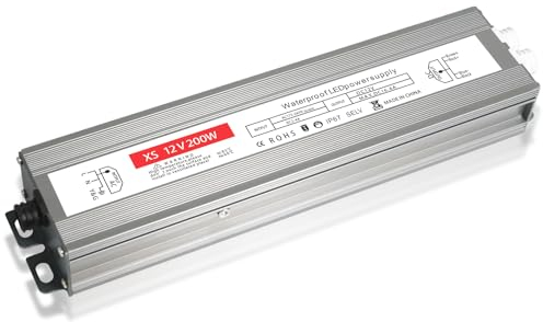 Trasformatore LED 12V 200W, Alimentatore 12v 16.6A, Trasformatore 220V 12v, Driver LED AC a DC, Impermeabile IP67/Senza Sfarfallio, LED Alimentatore Driver Power Supply,12V200W per G4,GU5.3,MR11, MR16