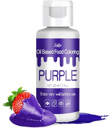Fettlösliche Lebensmittelfarbe - 60ml Ölbasis Lebensmittelfarben für Schokolade, Süssigkeit, Kuchen, Backen, Macaron - Konzentrierte Food Coloring für Tortendeko, Buttercream, Fondant (Lila)