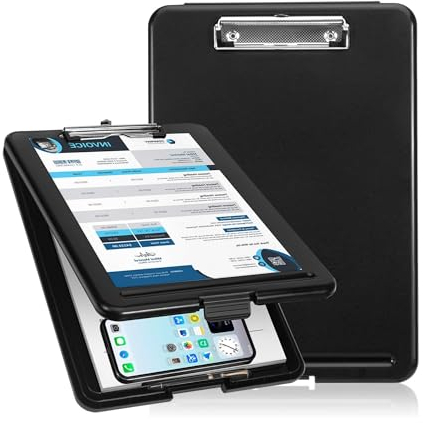 OTYMIOW Porte-Blocs Portable avec Compartiment pour Planchette à Pince A4 Porte-Blocs en Plastique avec Compartiment pour Planchette à Pince Porte-Blocs d'Écriture Portable Porte-Bloc avec Rangement