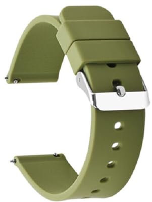 NTEK Silicone Rubber Watch Bands, Quick Release Sport Watch Replacement Straps, Universal Smart Watch Band, Buckle Smart Watch Straps for Men Women (20 MM, GREEN)