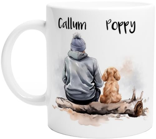Engravables Cozy Custom Printed Mug – Personalised Gift for Dog Lovers – Cute, Funny & Heartfelt Designs – Multiple Sizes & Styles Available (11oz Ceramic Mug, Winter Man & Dog 4)