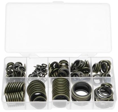 VGOL 200Pcs Oil Seal Washer Metal Seal Oil Washers G1/8 M6 M8 M10 M12 M16 M20 M24 Bonded Sealing Washer Assortment Kit for Automotive,Hydraulic Industry