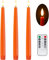 Stmarry Orange LED Flameless Taper Candles with Remote and Timer, 9.65 Inch Real Wax Made Flameless Candlesticks, Dripless Battery Operated Candles with 3D Flickering Flame - Set of 3