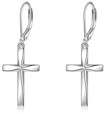 ONEFINITY Kreuz Ohrringe 925 Sterling Silber Origami Kreuz Dangle Tropfen Ohrring Kreuz Schmuck Geschenke für Damen