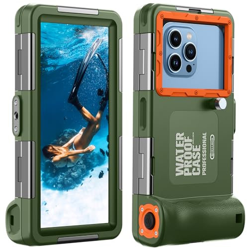 Lanhiem Diving Waterproof Phone Case, [Upgrade&Universal] Underwater for Photo Video Outdoor Swimming Snorkeling Surfing for iPhone Galaxy Huawei Series Smartphones (Green)