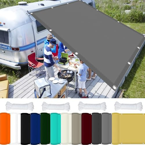 Impermeable Toldo Vela de Sombra 1.7 x 2.2 m 98% UV Protection Lona de Sombrilla con Ojales y Cuerdas de Fijación para Terraza Balcon Patio, Gris Claro