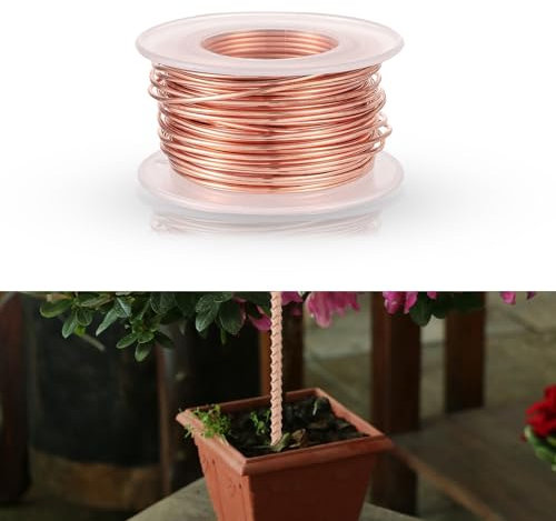 15m Electroculture Gardening Alambre Cobre, 99,9% Puro Calibre 16 Alambre de Cobre Desnudo para Jardinería Cultivo de Plantas y Vegetales