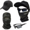 Sibo - Taktisches 3-in-1 Airsoft Set – Tarnmütze mit Klett + Balaclava Maske + Schutzbrille UV – Für Airsoft, Paintball, Motorrad, Wandern, Outdoor, Trekking, Sport (Schwarz)