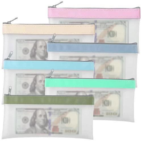Lot de 6 sacs à monnaie avec fermeture éclair, pochette universelle pour ranger les pièces de monnaie, porte-monnaie à finition mate pour espèces, portefeuille étanche, trousse à crayons multifonction