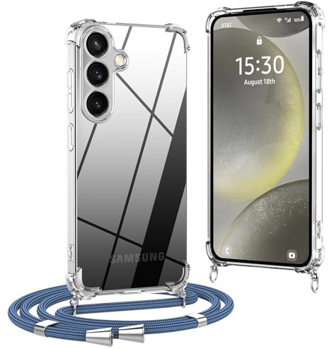 OLEPHY Handykette für Samsung Galaxy S22 5G Hülle mit Band, Blau | Necklace Hülle mit Band, Handyhülle zum Umhängen, Soft Transparent Case mit Kordel, Stoßfeste Schutzhülle,