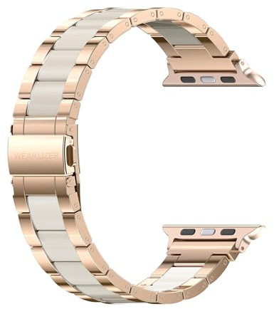 Wearlizer Compatibile con cinturino Apple Watch da 38 mm, 40 mm, 41 mm, alla moda, da donna, in acciaio inossidabile e resina, con chiusura in metallo di ricambio per iWatch