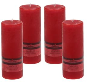 4er Set Adventskranzkerzen Raureif Rubin Rot 200/78 mm durchgefärbte Trend-Kerzen
