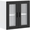 vidaXL Küchen-Hängeschrank mit Glastür Porto Schwarz, Wandschrank Küche, Wandschrank, Oberschrank, Küchenschrank, Hängeschrank, Oberschrank Küche