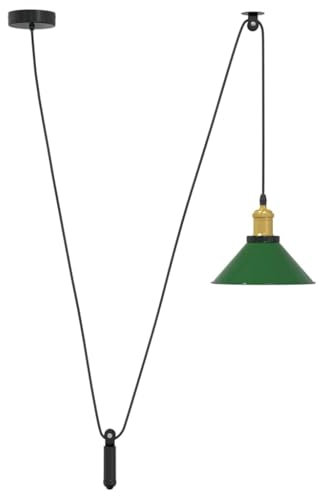 vidaXL Pendelleuchte Höhenverstellbar E27 Grün Glänzend Ø 22 cm Metall, Pendellampe, Hängelampe grün, Insel-Hängelampe, Pendelleuchte für Küche