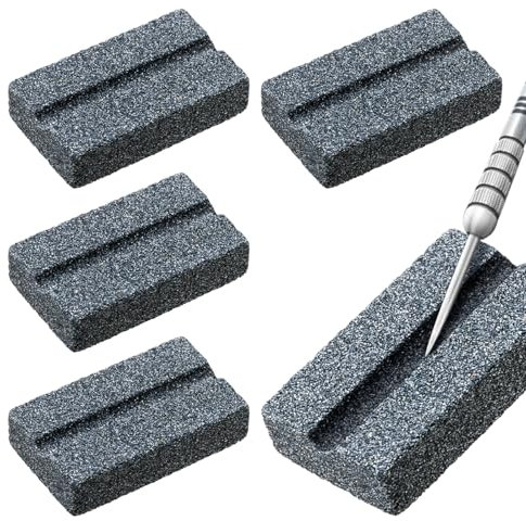 OnrySxn Darts Sharpener 4Pcs, V-Sharp Dart Point Sharpening Stone Wear Resistant Groove Sharpening Tools Easy Polishing Deburring Sand Stone Metal Darts Points Burrs Remover Tool Darts Accessories