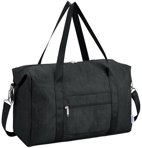 Narwey 20L für Ryanair Handgepäck 40x20x25 & Klein Handgepäck Tasche für Flugzeug - Faltbare Reisetasche Damen & Kliniktasche Geburt Sporttasche Weekender Krankenhaustasche Damen Herren (Schwarz)