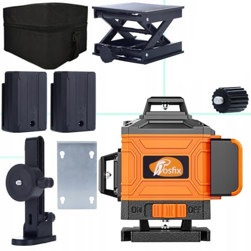 Rosfix Laser-Wasserwaage Orange Tiger 16 Linien ROT16L-E | 360° Kreuzlinienlaser | 2 Akkus | Fernbedienung | IP54 Schutz | Inklusive Wandhalterung & Koffer