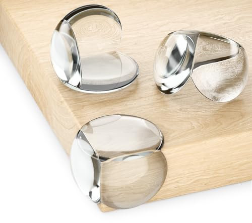 deleyCON 6 Pièces Protection d'angle Bébé - Autocollant Silicone Transparent Doux Rond 28mm x 39mm - Enfants Protection des Bords de Table pour Bois, Métal, Table, Table en Verre, etc.