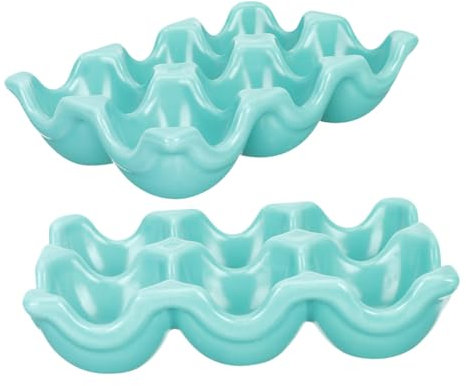 UTHCLO 2pcs Ceramic Egg Tray Holder Elegant Egg Dispenser with Cups for Kitchen Storage and Serving Appetizers and Brunches