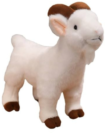 Xiyocadt Goat Ziege Kuscheltier Goat Plush Toy Stand Simulated Animal Kawaii Sheep Cuddly Toy EIN Bezauberndes PlüSchtier In Form Einer Ziege Mit Zwei Geweihen (18cm,Weiß)