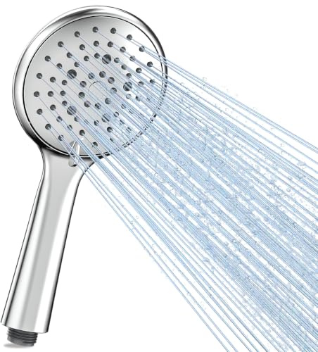 FEELSO High Pressure Shower Head, 5 Spray Modes with Anti-Clog Nozzles | Turbocharged Design, Powerful Boosting Handheld Shower Heads, Wide Spray, Universal Fit for Low Water Pressure, Chrome