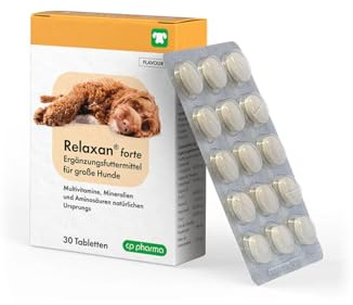 cp pharma Relaxan forte | 30 Tabletten | Ergänzungsfuttermittel für große Hunde | Mit Multivitaminen