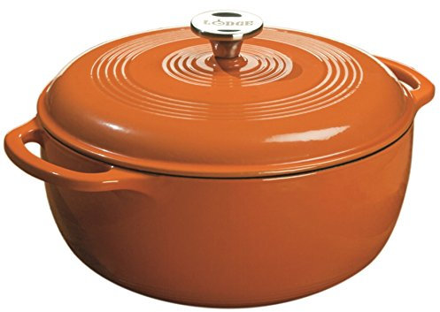 Lodge Schmortopf aus Gusseisen/Porzellan-Emaille, 5,68 Liter, Kürbisfarben