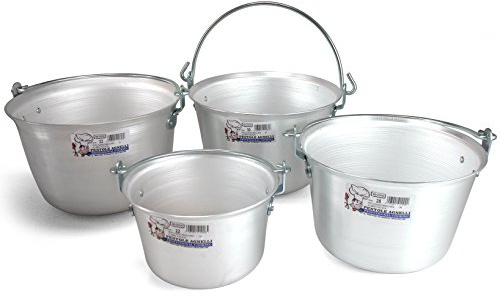 Pentole Agnelli Topf für Polenta, aus Aluminium, Griff aus Edelstahl, silberfarben 15 Litri Silber/schwarz