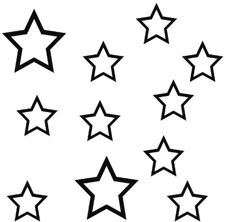 Kleb-Drauf 11 Sterne-Aufkleber, Schwarz, One Size